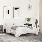 Bed frame carved wood metal brown oak color 120x200 cm