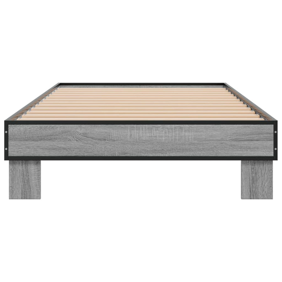 Bedframe bewerkt hout en metaal grijs sonoma eiken 100x200 cm