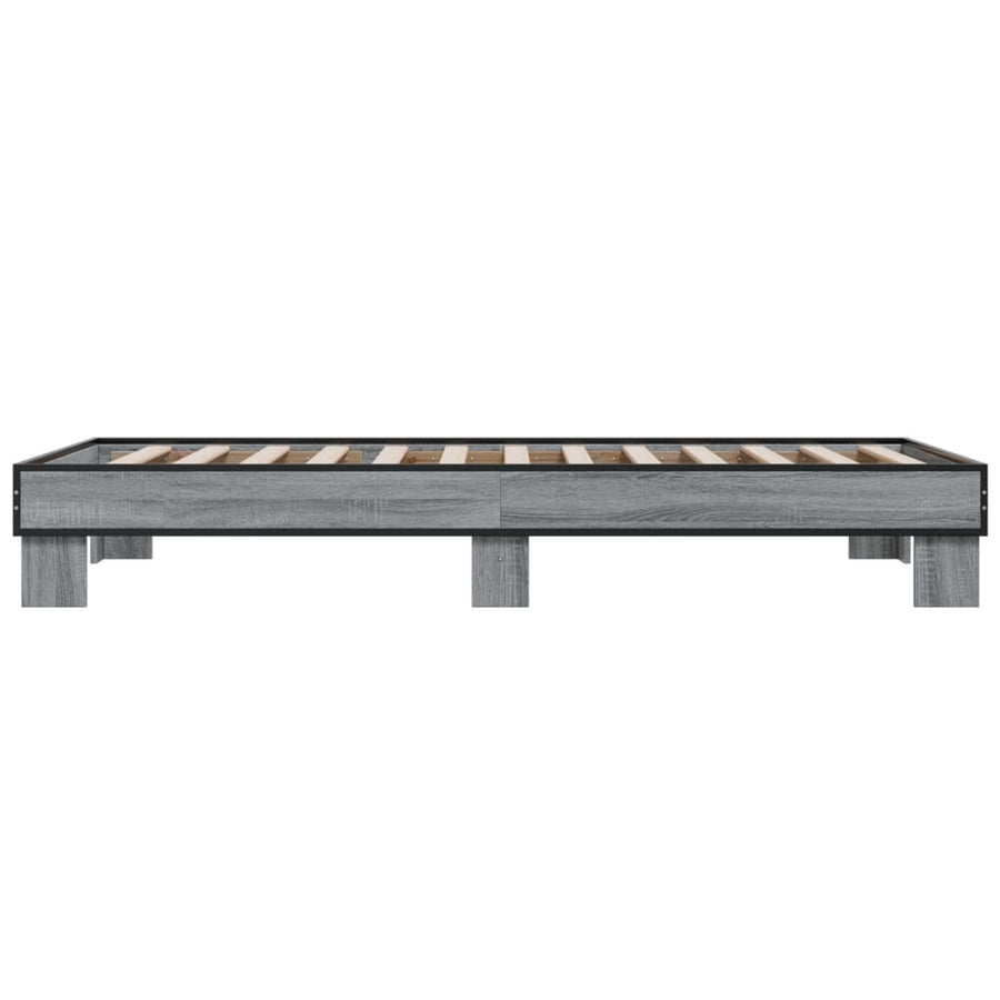 Bedframe bewerkt hout en metaal grijs sonoma eiken 100x200 cm