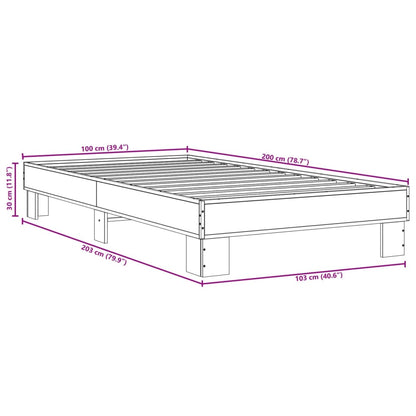 Bedframe bewerkt hout en metaal grijs sonoma eiken 100x200 cm