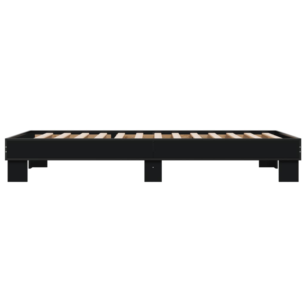 Bedframe bewerkt hout en metaal zwart 90x200 cm