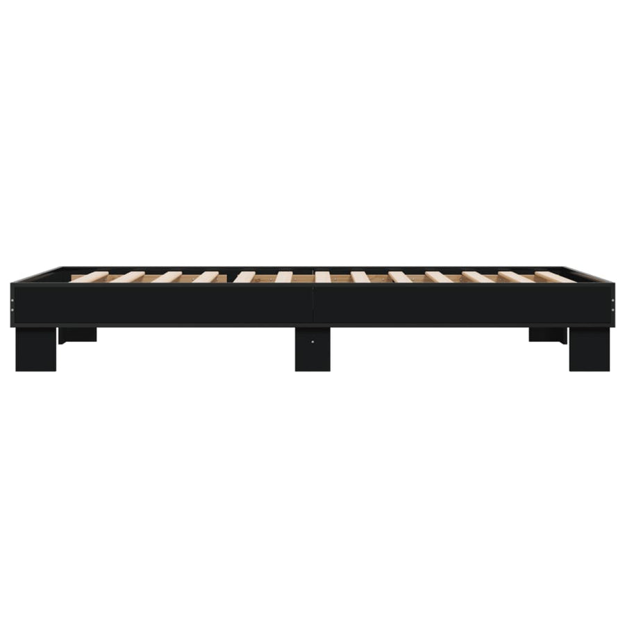Bedframe bewerkt hout en metaal zwart 90x200 cm