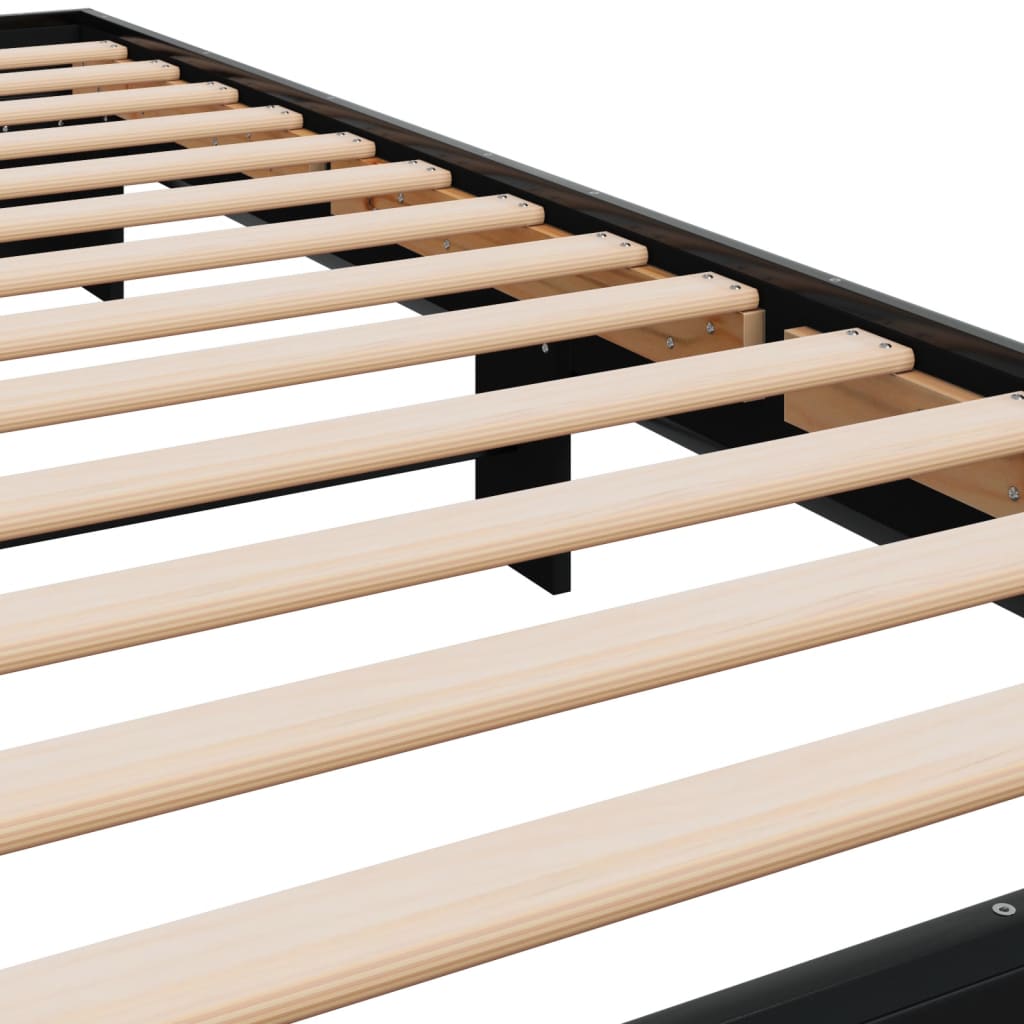 Bedframe bewerkt hout en metaal zwart 90x200 cm