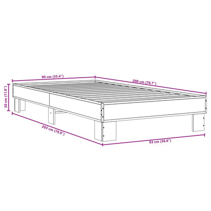 Bedframe bewerkt hout en metaal zwart 90x200 cm
