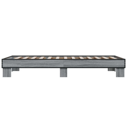 Bedframe bewerkt hout en metaal grijs sonoma eiken 90x200 cm