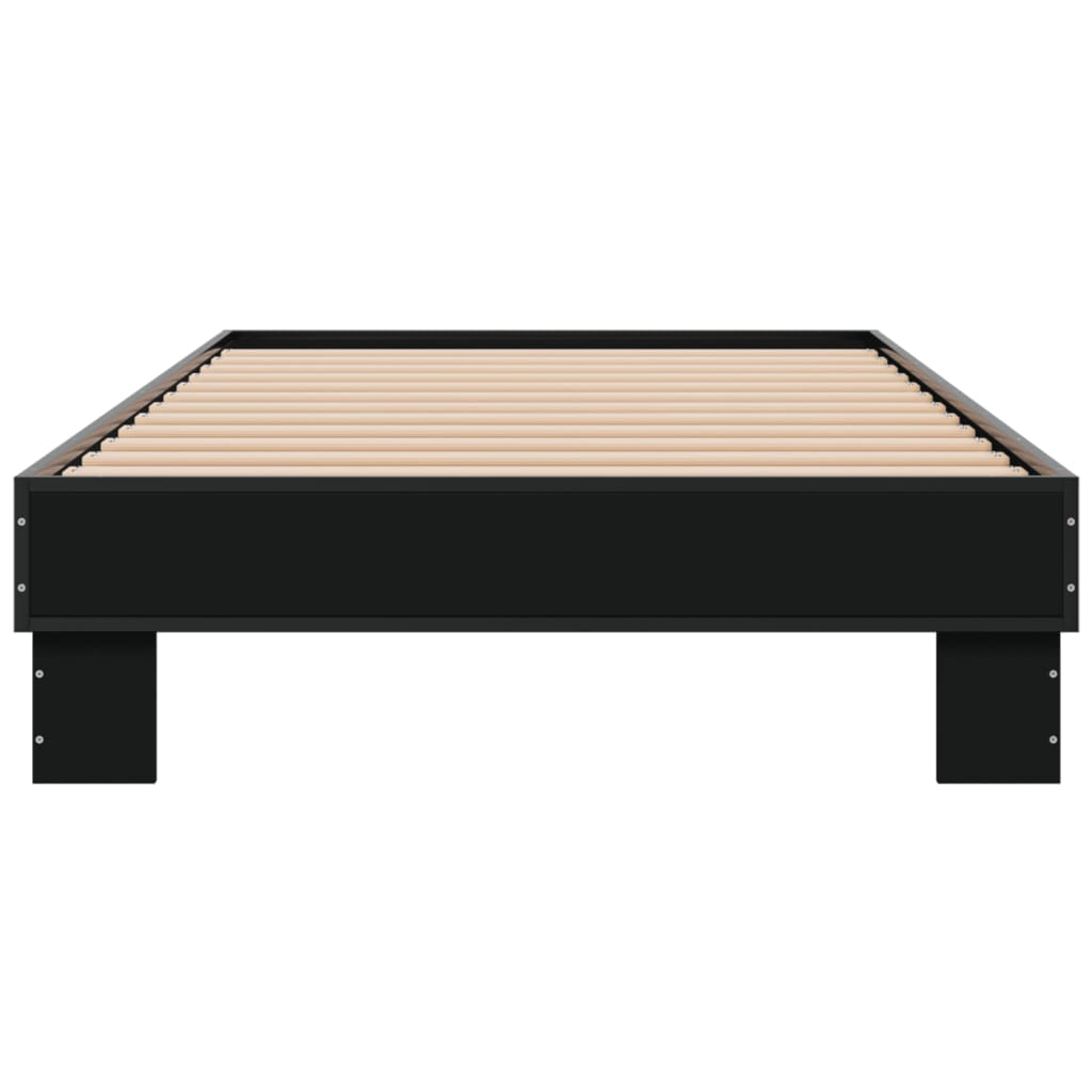 Bedframe bewerkt hout en metaal zwart 75x190 cm