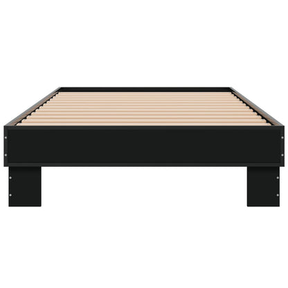 Bedframe bewerkt hout en metaal zwart 75x190 cm