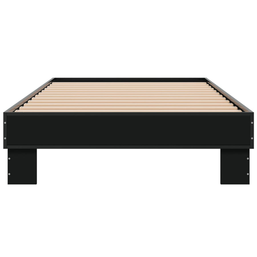 Bedframe bewerkt hout en metaal zwart 75x190 cm