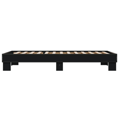 Bedframe bewerkt hout en metaal zwart 75x190 cm