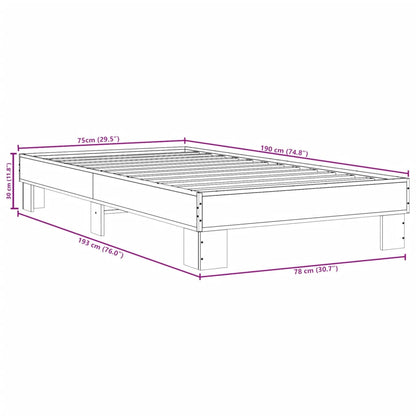 Bedframe bewerkt hout en metaal zwart 75x190 cm