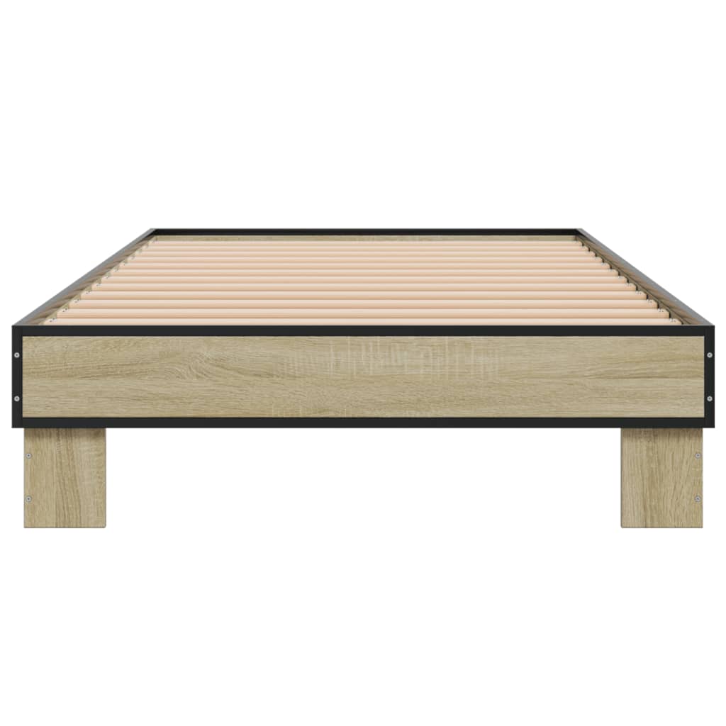 Bedframe bewerkt hout en metaal sonoma eikenkleurig 75x190 cm