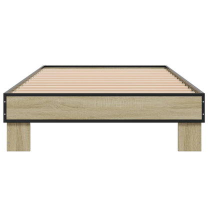 Bedframe bewerkt hout en metaal sonoma eikenkleurig 75x190 cm
