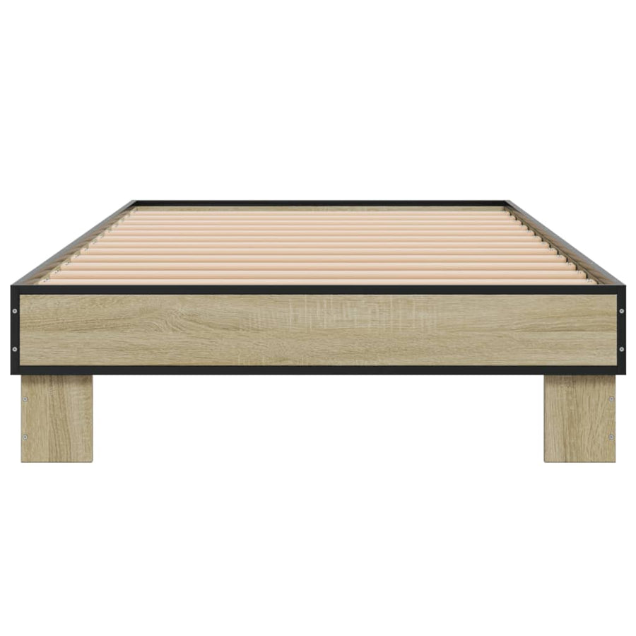 Bedframe bewerkt hout en metaal sonoma eikenkleurig 75x190 cm