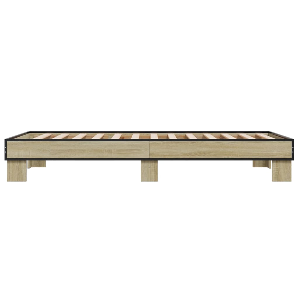 Bedframe bewerkt hout en metaal sonoma eikenkleurig 75x190 cm
