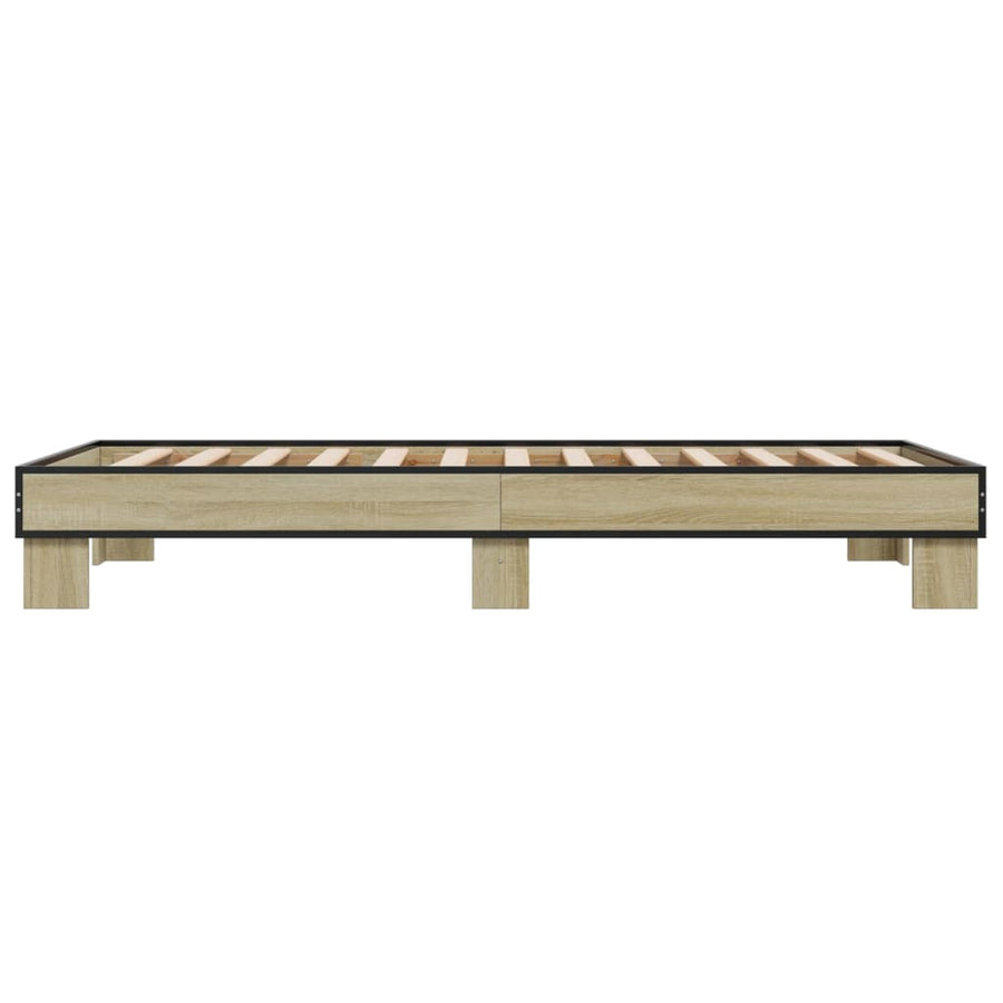 Bedframe bewerkt hout en metaal sonoma eikenkleurig 75x190 cm