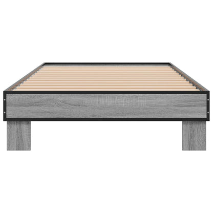 Bedframe bewerkt hout en metaal grijs sonoma eiken 75x190 cm