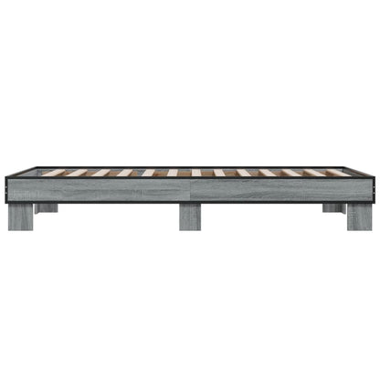 Bedframe bewerkt hout en metaal grijs sonoma eiken 75x190 cm