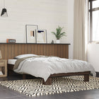 Bed frame carved wood and metal brown oak effect 75x190 cm