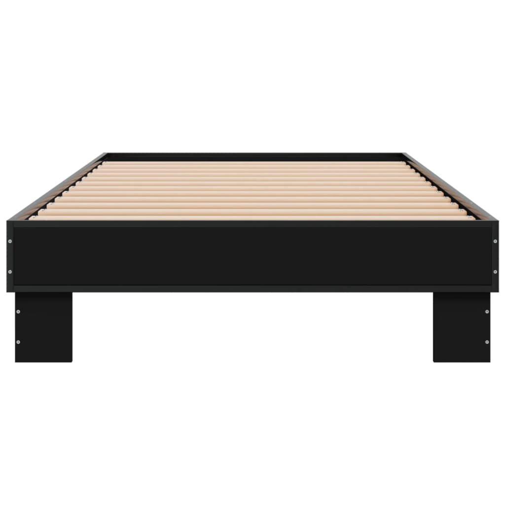 Bedframe bewerkt hout en metaal zwart 90x190 cm