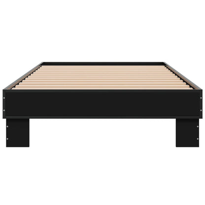 Bedframe bewerkt hout en metaal zwart 90x190 cm