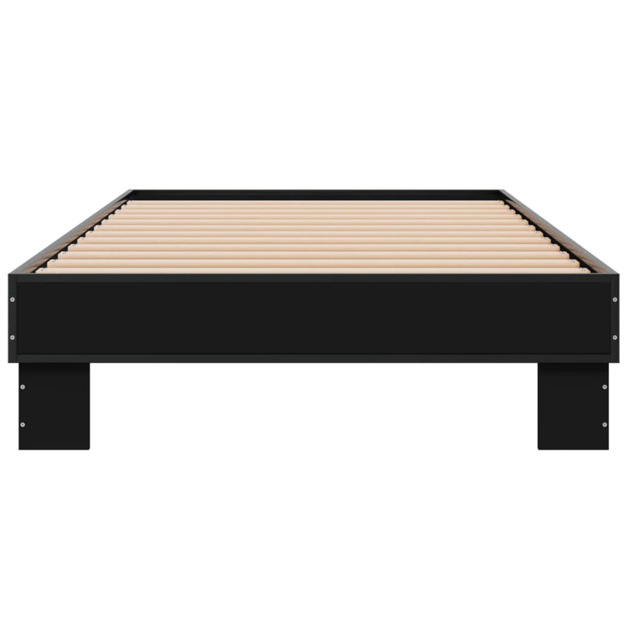 Bedframe bewerkt hout en metaal zwart 90x190 cm