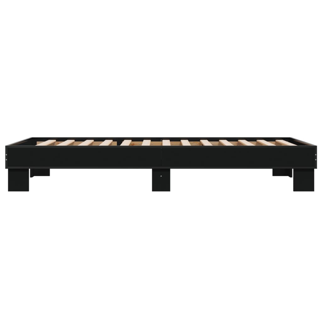 Bedframe bewerkt hout en metaal zwart 90x190 cm