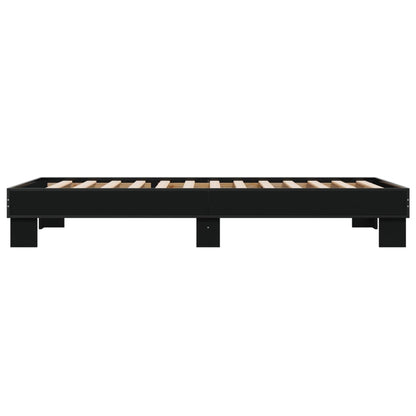 Bedframe bewerkt hout en metaal zwart 90x190 cm