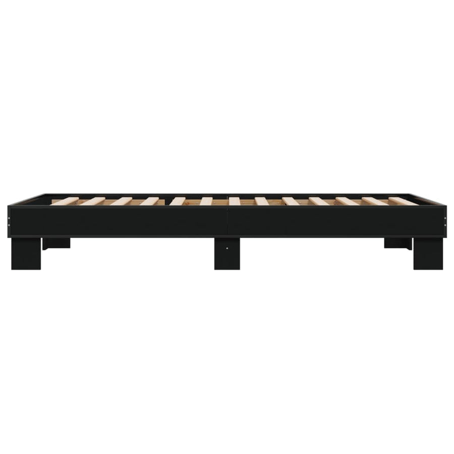 Bedframe bewerkt hout en metaal zwart 90x190 cm