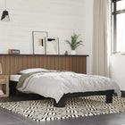 Carved wood and black metal bed frame 90x190 cm