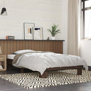 Bedframe 90x190 cm bewerkt hout metaal bruin eikenkleurig