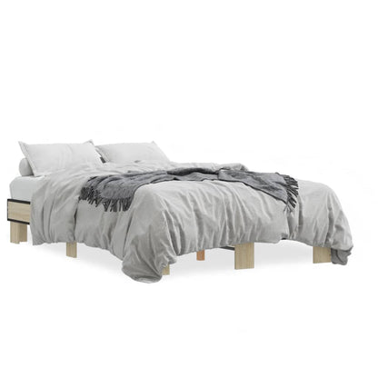 Bedframe bewerkt hout metaal sonoma eikenkleurig 120x190 cm