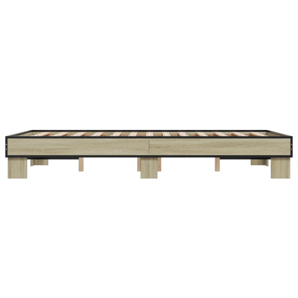 Bedframe bewerkt hout metaal sonoma eikenkleurig 120x190 cm