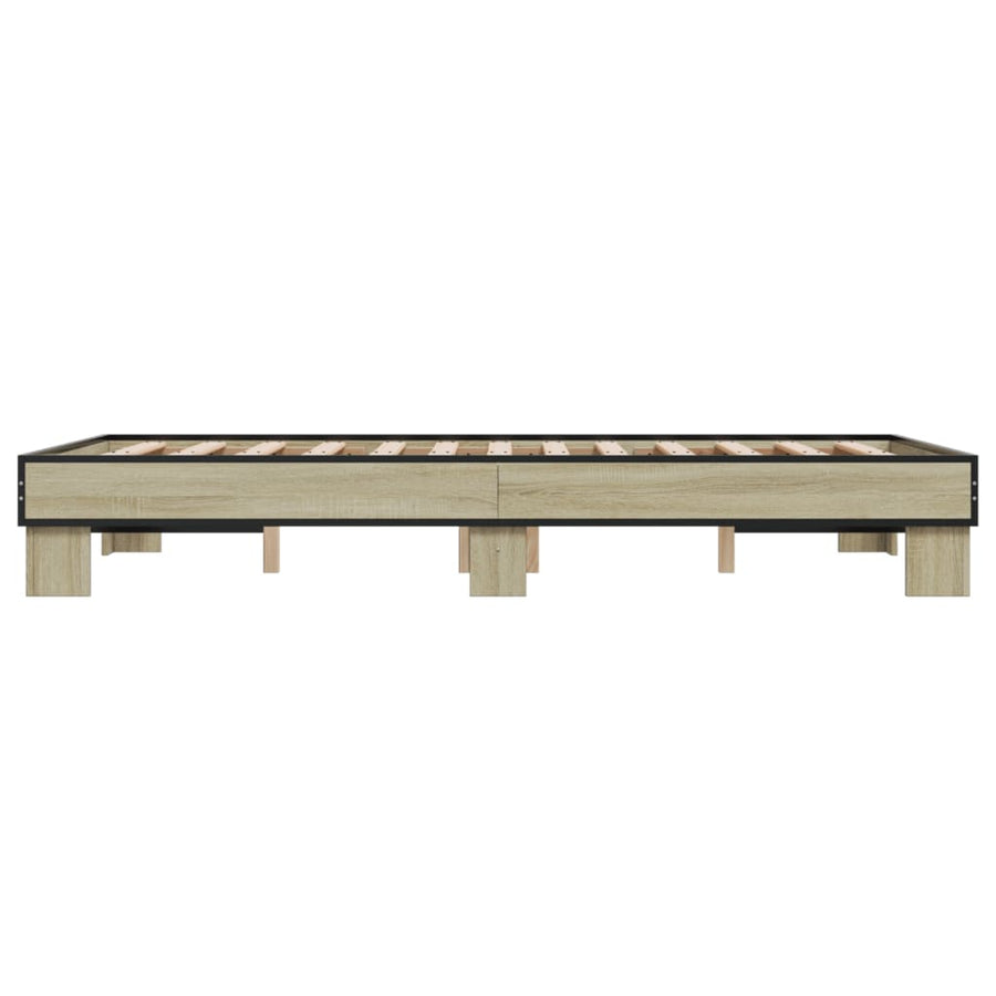 Bedframe bewerkt hout metaal sonoma eikenkleurig 120x190 cm