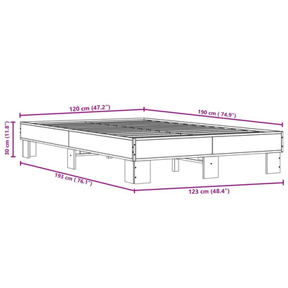 Bedframe bewerkt hout metaal sonoma eikenkleurig 120x190 cm