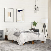 Bedframe 140x190 cm bewerkt hout metaal gerookt eiken