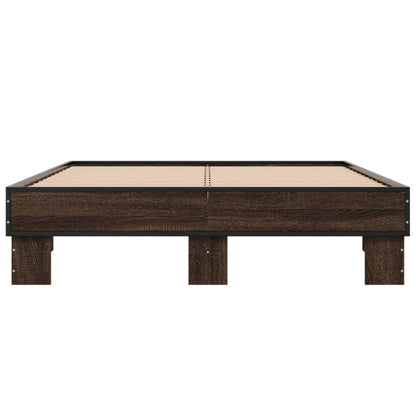 Bedframe bewerkt hout metaal bruin eikenkleur 140x190 cm