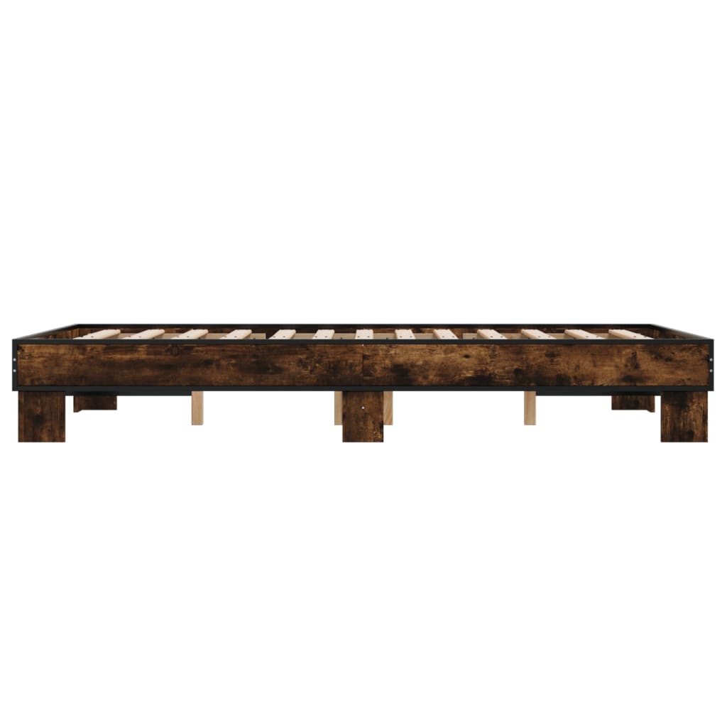Bedframe bewerkt hout metaal bruin eikenkleur 140x190 cm