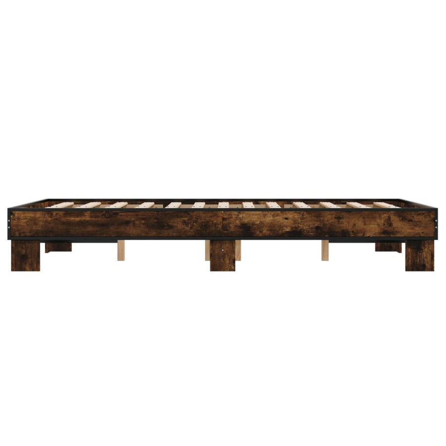 Bedframe bewerkt hout metaal bruin eikenkleur 140x190 cm