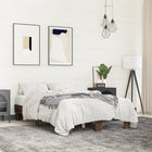 Bed frame carved wood metal brown oak color 140x190 cm