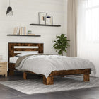 Bedframe bewerkt hout metaal gerookt eiken 90x190 cm
