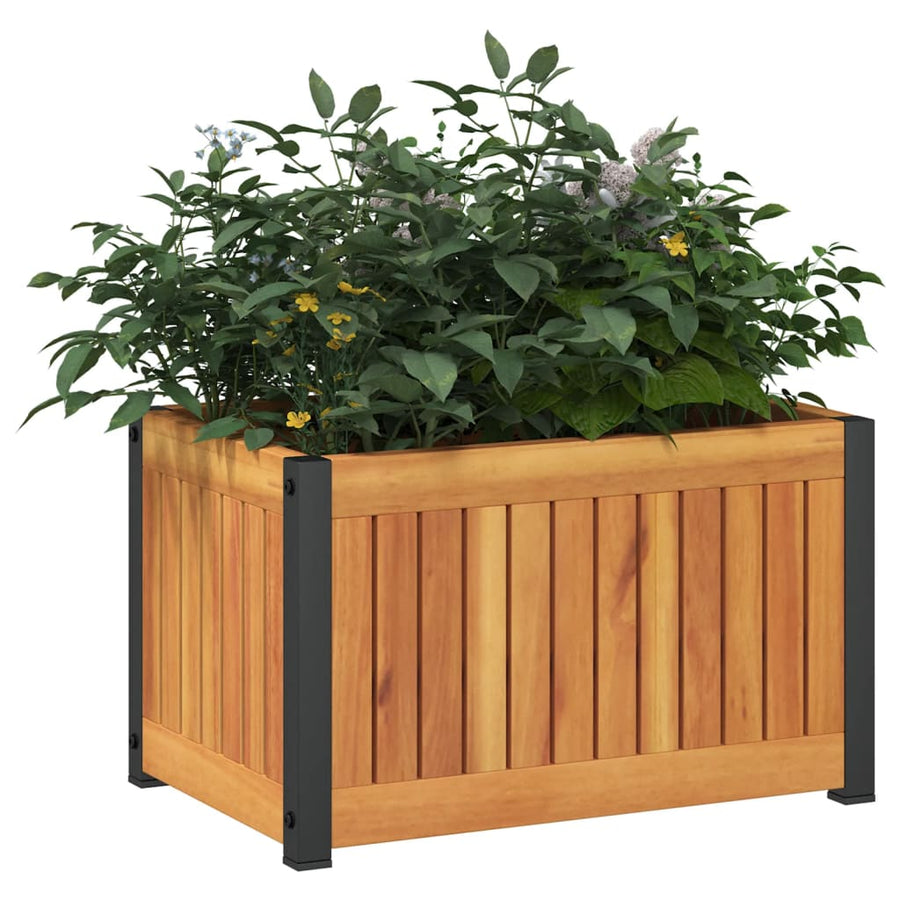 Plantenbak 45X30X27,5 Cm Massief Acaciahout En Staal 45 x 30 x 27.5 cm