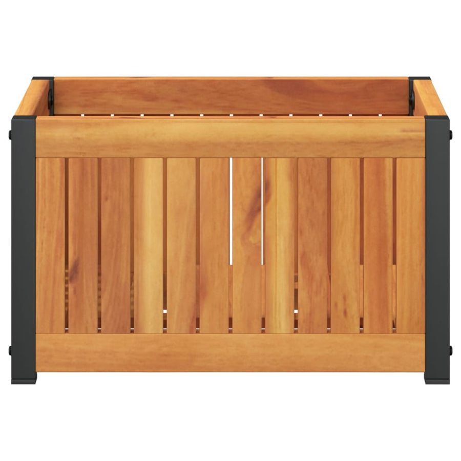 Plantenbak 45X30X27,5 Cm Massief Acaciahout En Staal 45 x 30 x 27.5 cm