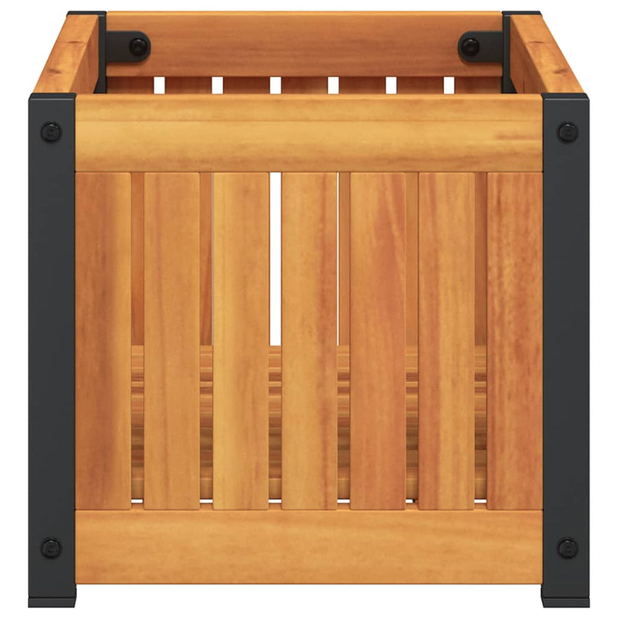Plantenbak 45X30X27,5 Cm Massief Acaciahout En Staal 45 x 30 x 27.5 cm