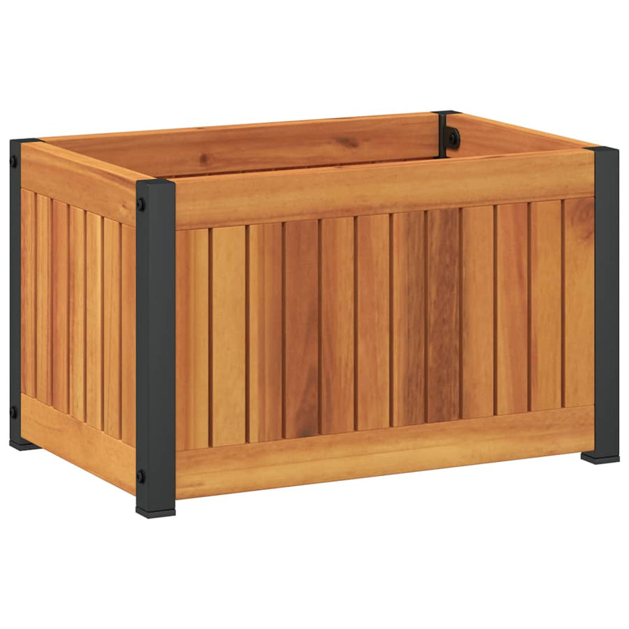 Plantenbak 45X30X27,5 Cm Massief Acaciahout En Staal 45 x 30 x 27.5 cm