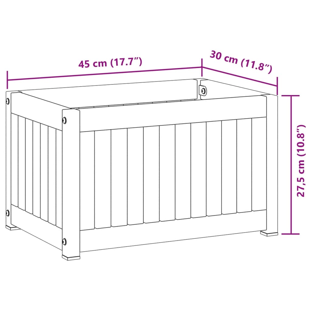 Plantenbak 45X30X27,5 Cm Massief Acaciahout En Staal 45 x 30 x 27.5 cm