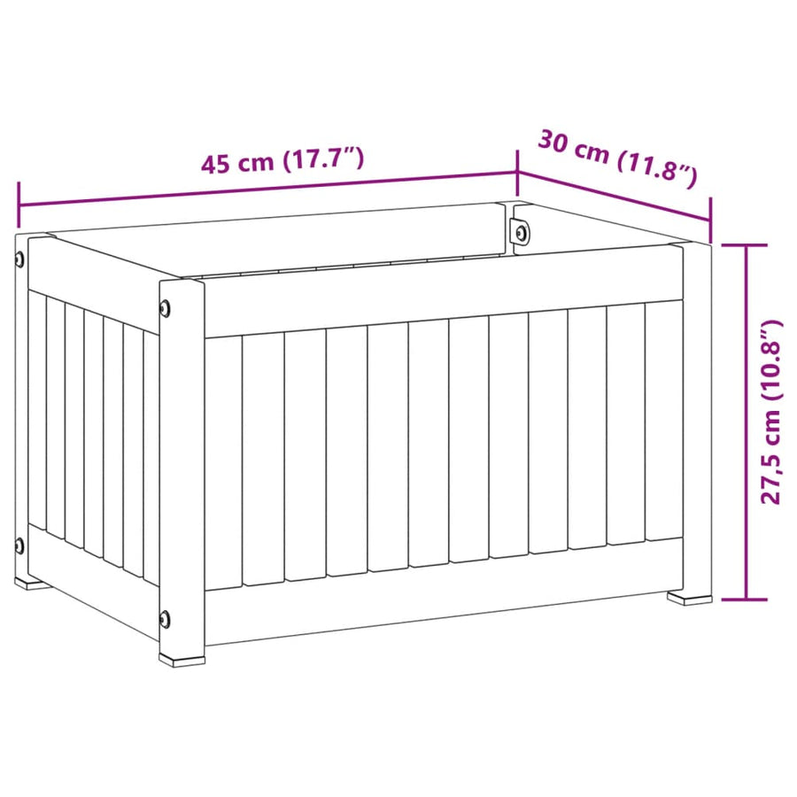 Plantenbak 45X30X27,5 Cm Massief Acaciahout En Staal 45 x 30 x 27.5 cm