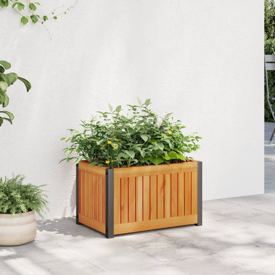 Plantenbak 45X30X27,5 Cm Massief Acaciahout En Staal 45 x 30 x 27.5 cm