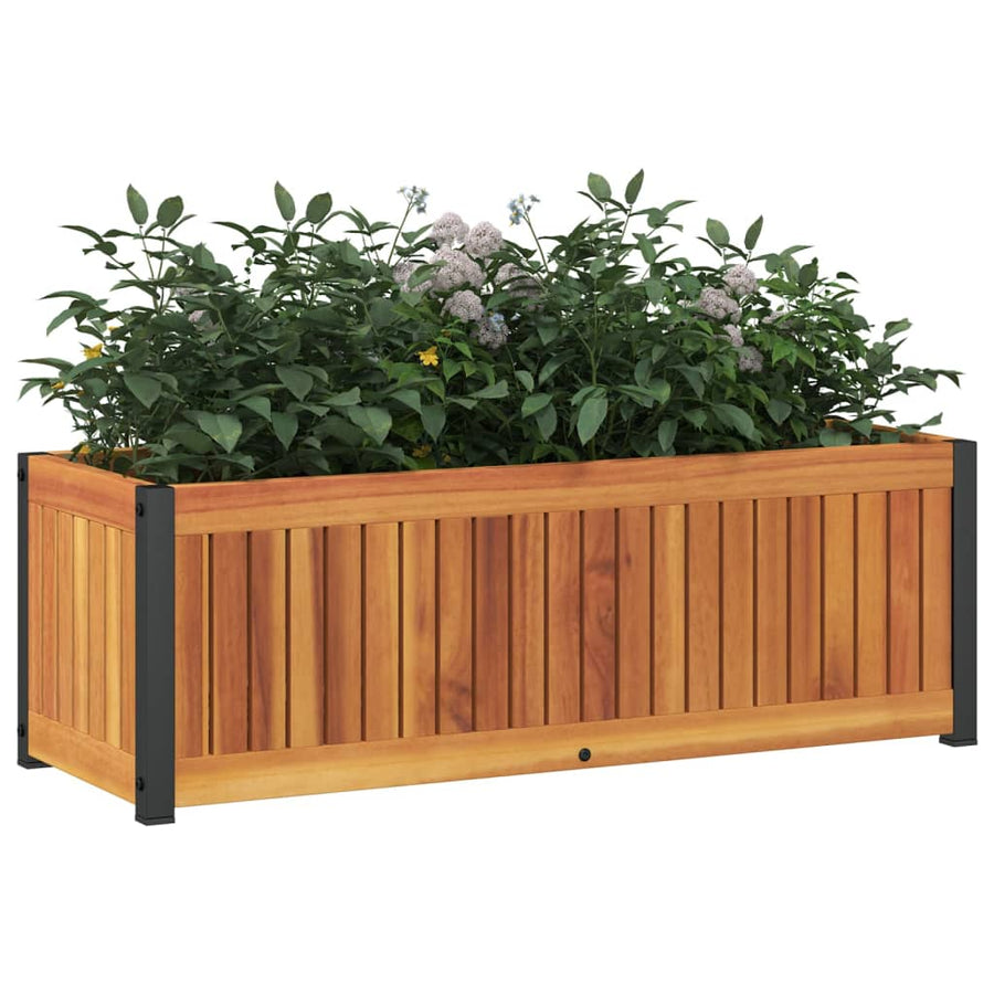 Plantenbak 80X30X27,5 Cm Massief Acaciahout En Staal