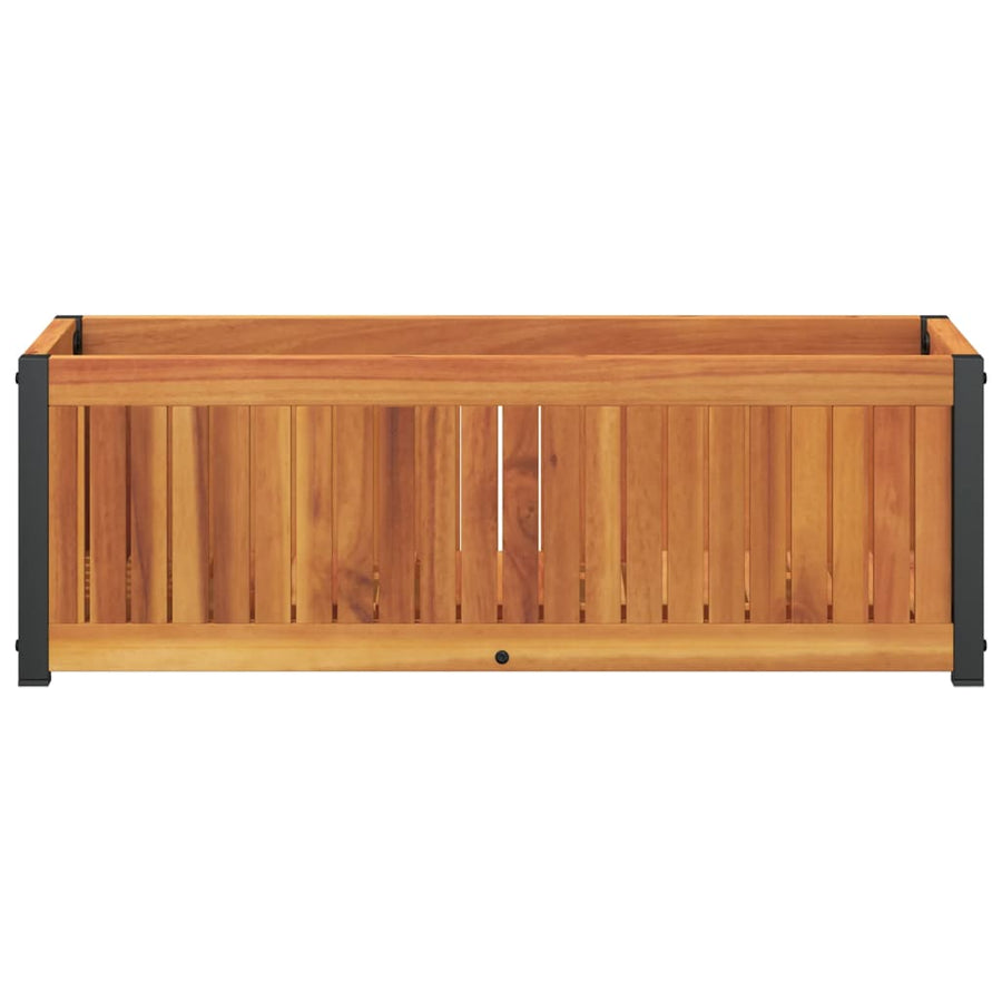 Plantenbak 80X30X27,5 Cm Massief Acaciahout En Staal