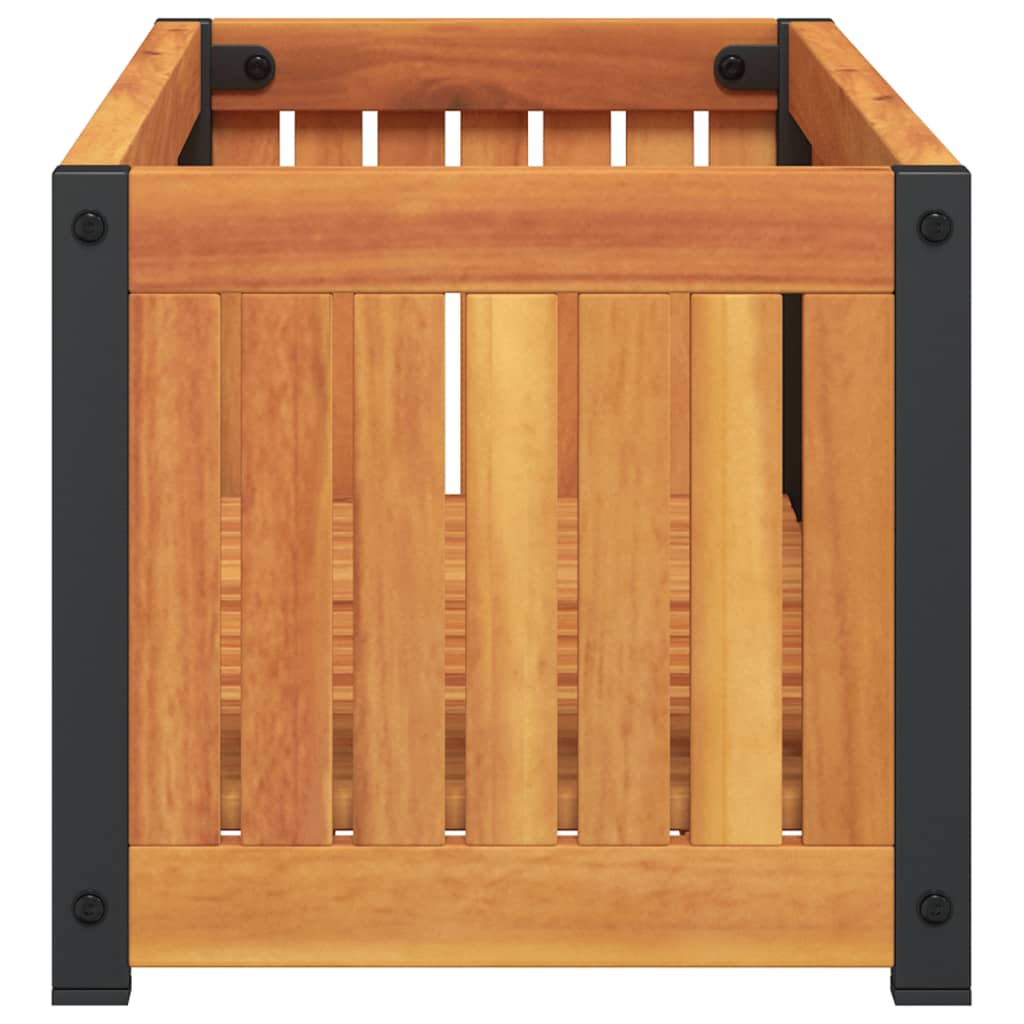 Plantenbak 80X30X27,5 Cm Massief Acaciahout En Staal